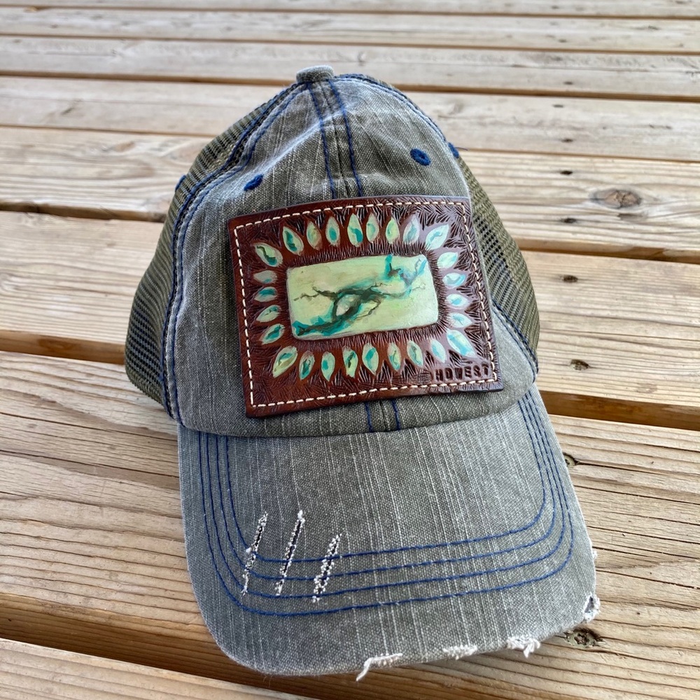 HD West Leather ‘Turquoise’ Patch Cap